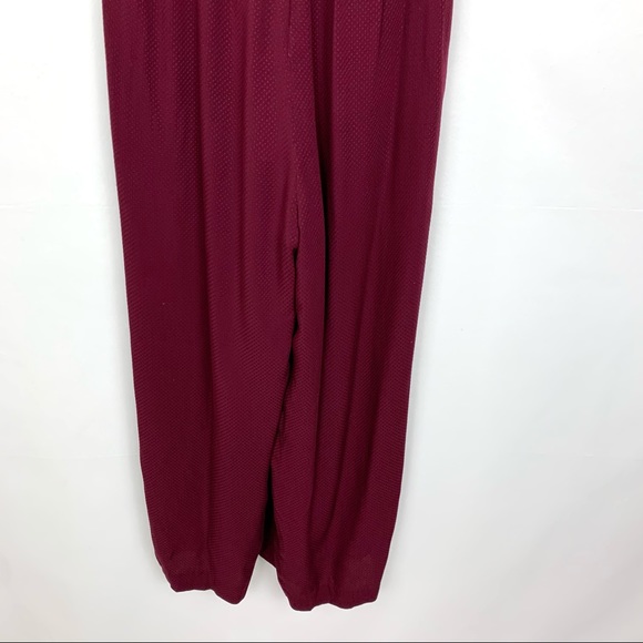 NWT Gal Meets Glam Luella Ruched Shoulder Crop Wide Leg Jumpsuit Oxblood Red - Picture 9 of 11